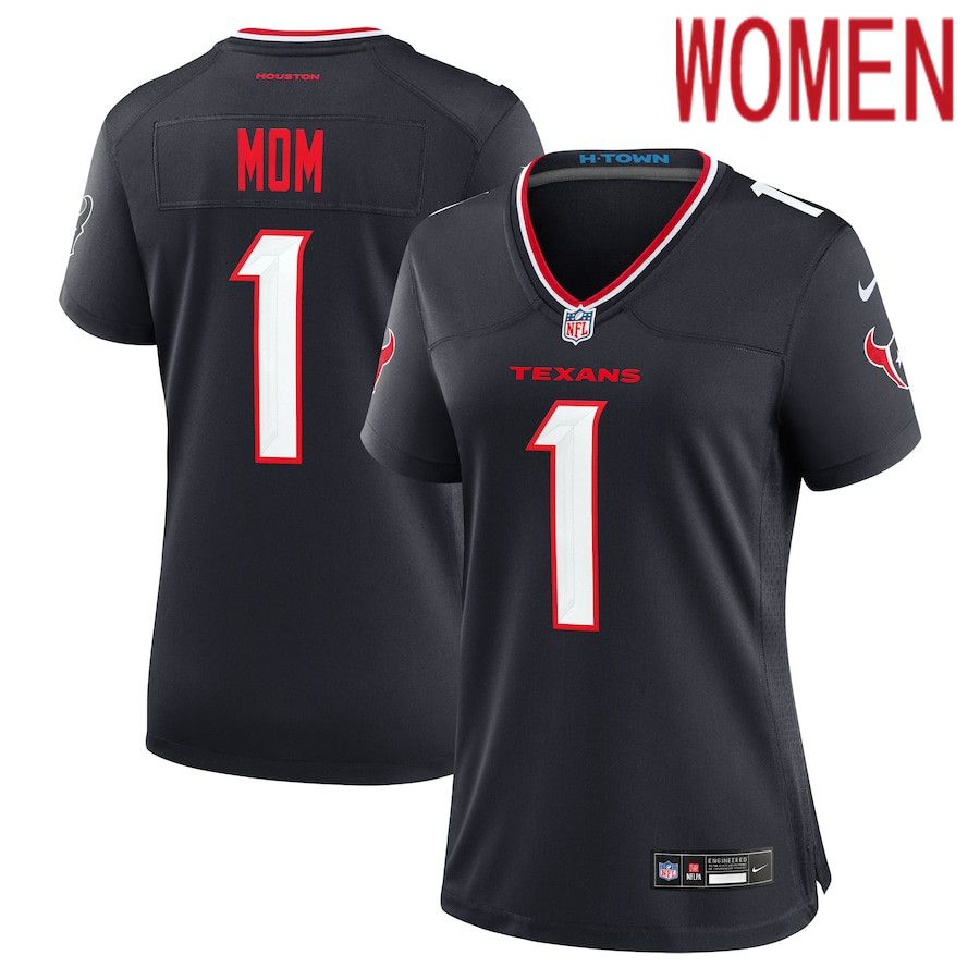 Women Houston Texans 1 Mom Nike Navy Game NFL Jersey